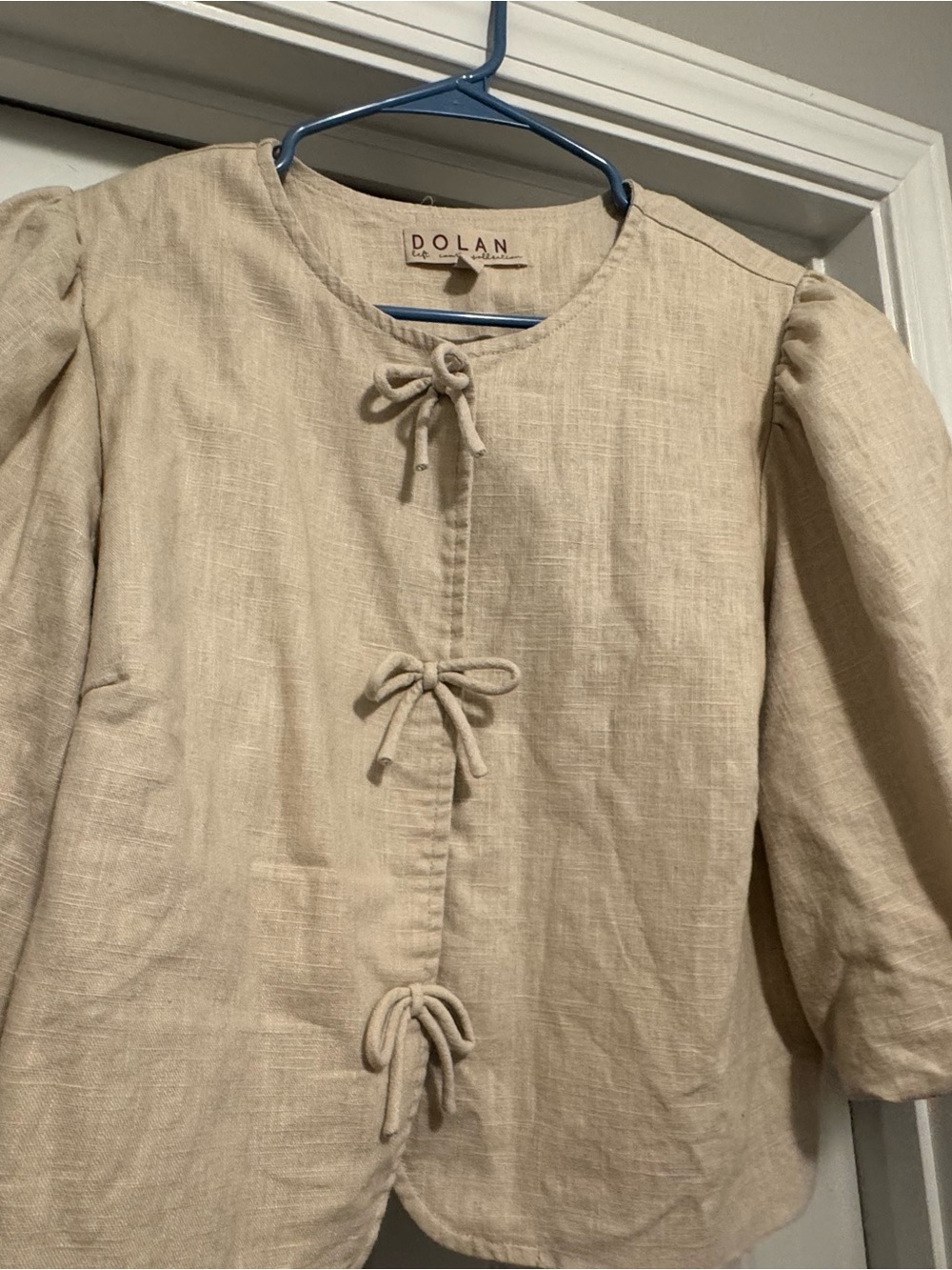 dolan Natural Beige Linen Top with Subtle Texture